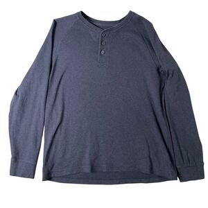 LL Bean Henley Shirt Men Medium Short Traditional Fit Long Sleeve Classic Rugged
